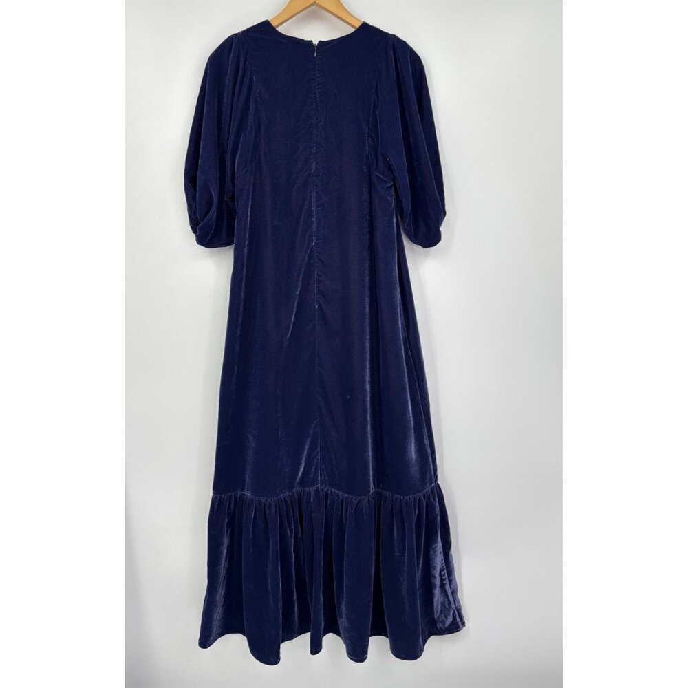 Anna Cate Margot Maxi Velvet Blouson Sleeve Maxi Dress Blue Small NEW - Picture 4 of 5